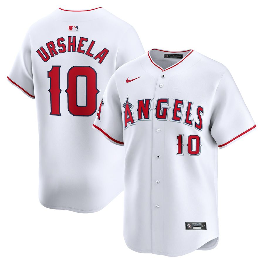 Men Los Angeles Angels #10 Gio Urshela Nike White Home Limited Player MLB Jersey